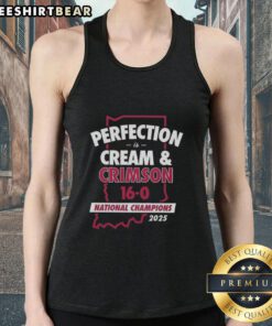 Original Indiana Hoosiers National Champions 2025 tank top celebrating perfection in cream and crimson with final score.