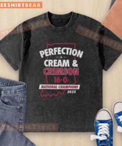 Alt Text: 2025 Indiana Hoosiers National Champions T-shirt celebrating perfection in cream and crimson with final score design.