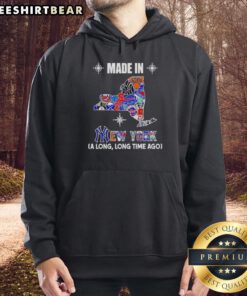 Original Made in New York hoodie featuring a vintage state mashup logo design, perfect for fans of local teams.