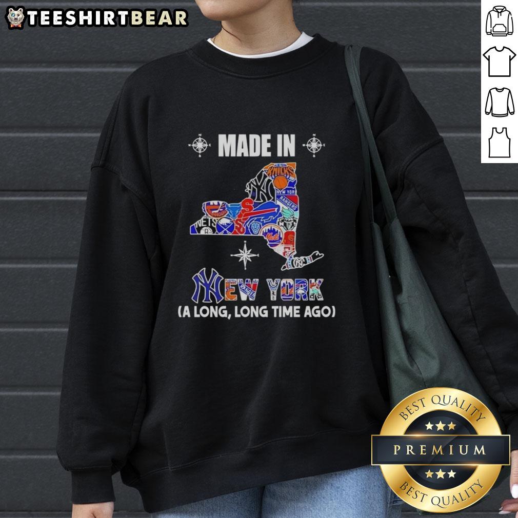 Original Made In New York sweatshirt featuring a unique mashup logo of classic teams, perfect for sports fans.