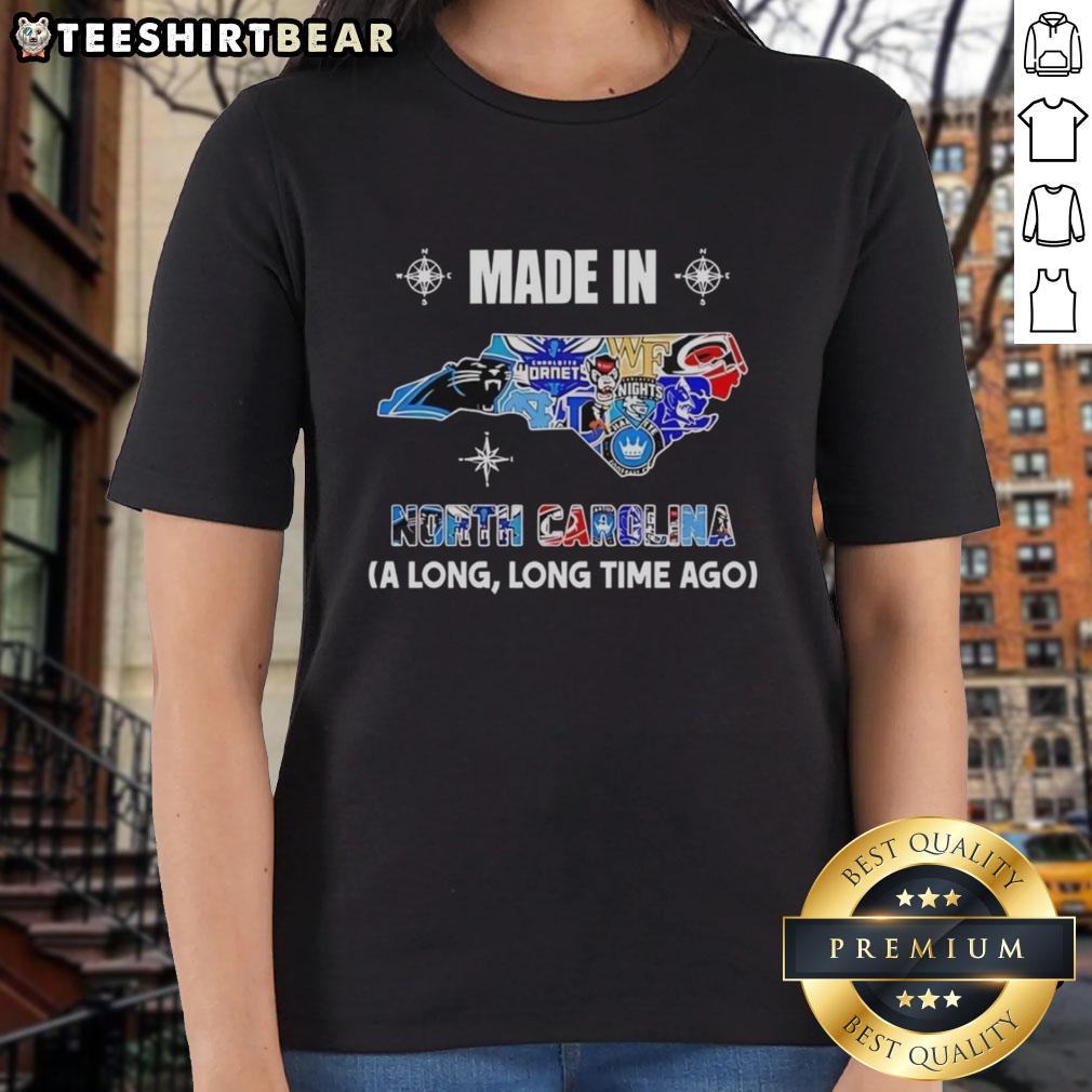 Original Made In North Carolina mashup logo on a ladies tee, showcasing state pride and vintage style for teams.