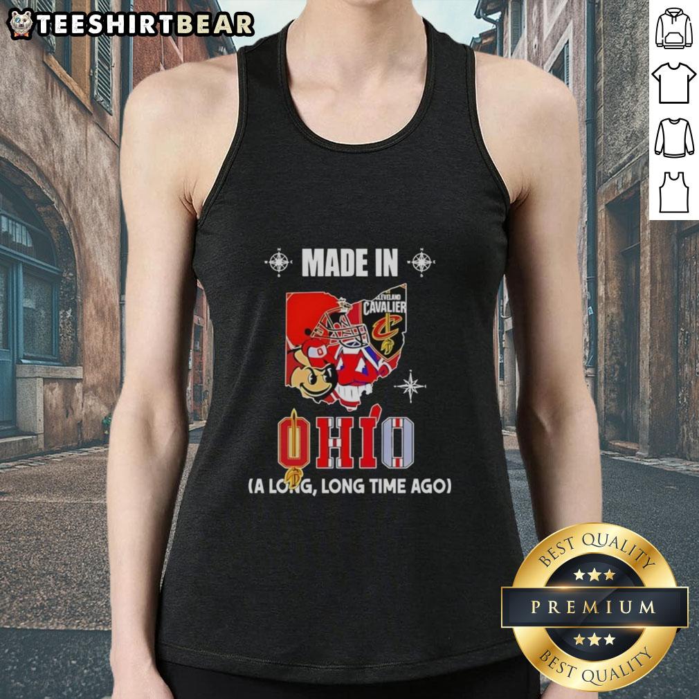 Original Made in Ohio State Buckeyes and Cleveland Cavaliers mashup logo tank top design for sports fans.