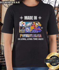 Original Made In Pennsylvania mashup logo on a ladies tee, showcasing vintage style and state pride.