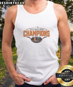 Original Miami Hurricanes Football Fiesta Bowl Champions CFP 2026 tank top showcasing team pride and vibrant colors.