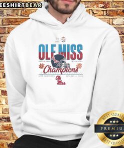 Original Ole Miss Rebels 2026 Vrbo Fiesta Bowl Champions hoodie featuring football helmet and State Farm Stadium design.