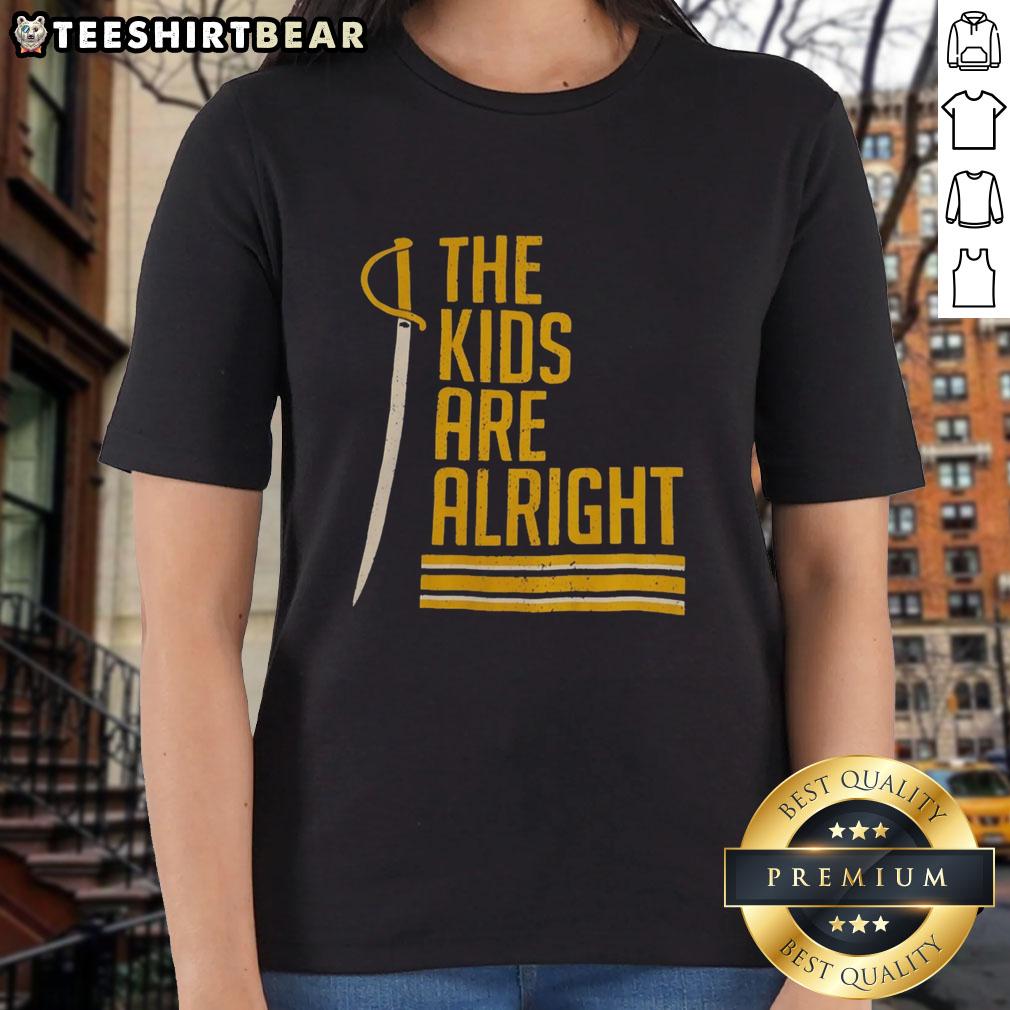 Original Buffalo Sabres The Kids Are Alright ladies tee featuring team colors and logo, perfect for female fans.