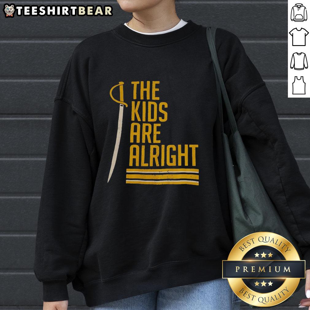 Original Buffalo Sabres 'The Kids Are Alright' sweatshirt featuring team colors and logo, perfect for fans.