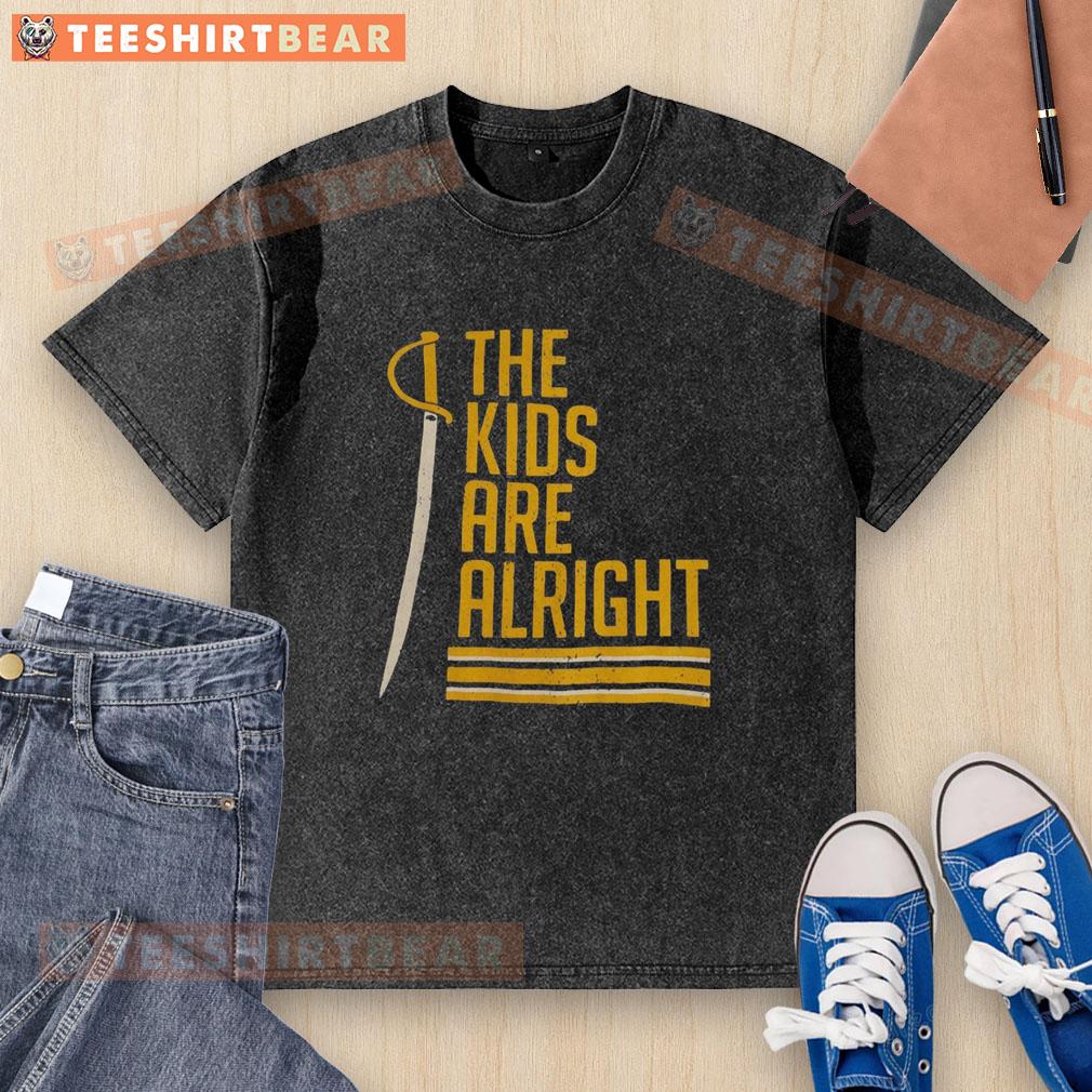 Alt Text: Original Buffalo Sabres The Kids Are Alright washed t-shirt featuring team colors and logo, perfect for fans.