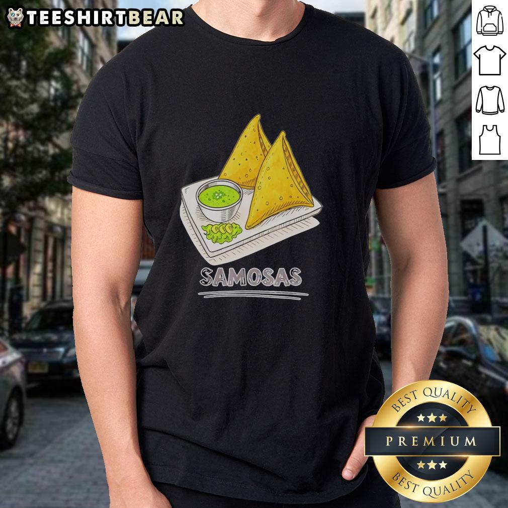 Original Samosa Lover T-Shirt featuring delicious Indian snack food, perfect for foodies and samosa enthusiasts.