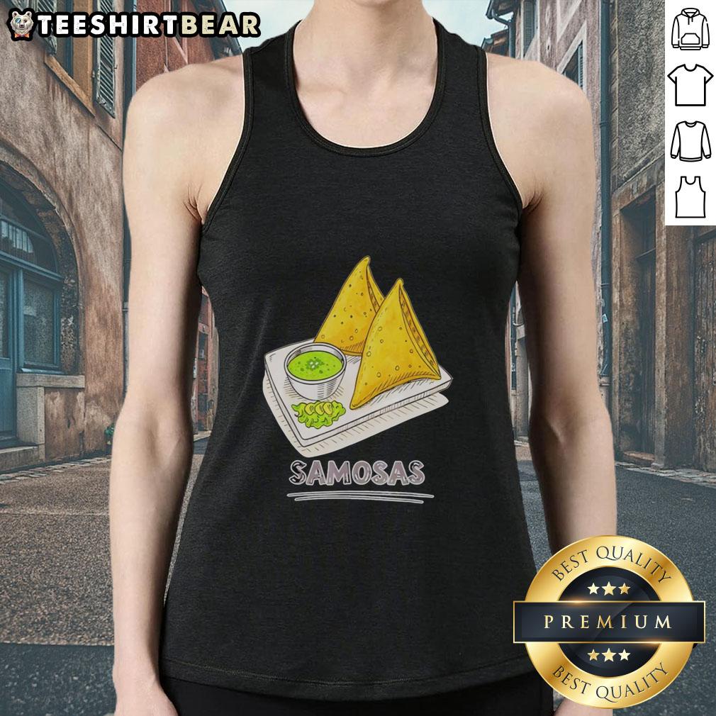 Original Samosa Lover tank top featuring delicious Indian samosas, perfect for foodies and snack enthusiasts.