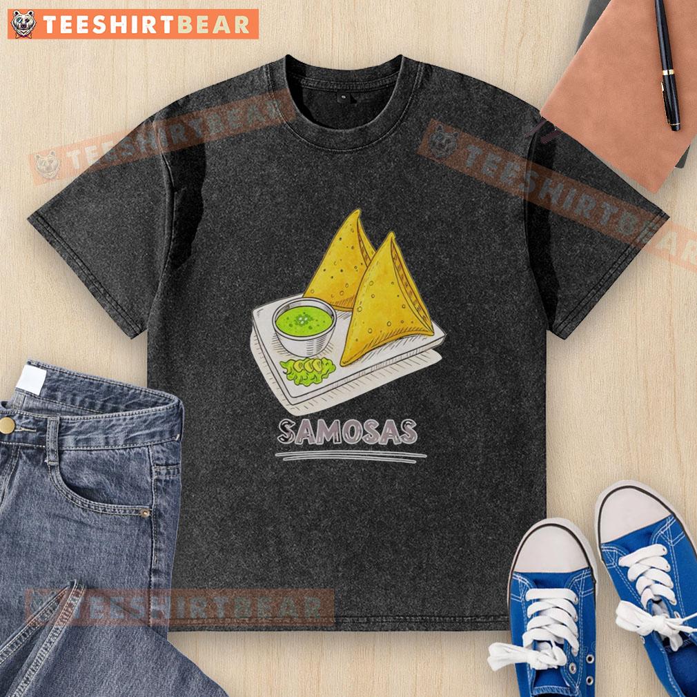Original Samosa Lover T-Shirt featuring delicious Indian snack samosas for foodies, perfect for any culinary enthusiast.