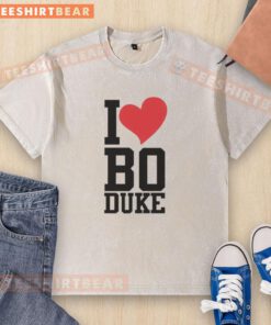 Premium I Love Bo Duke washed t-shirt featuring a retro design, perfect for fans of the Dukes of Hazzard.