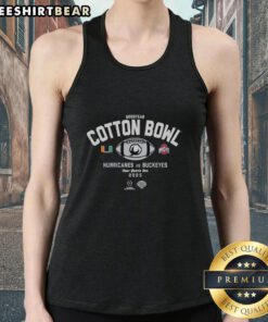 Premium Miami Hurricanes vs Ohio State Buckeyes Goodyear Cotton Bowl New Year's Eve tank top for game day style.