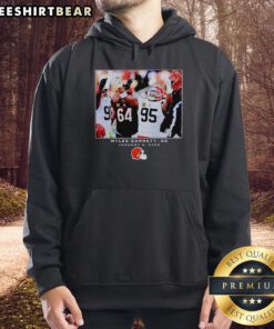 Alt Text: Premium Myles Garrett Black Cleveland Browns NFL Flash Features Hoodie for Week 18, showcasing team pride and style.