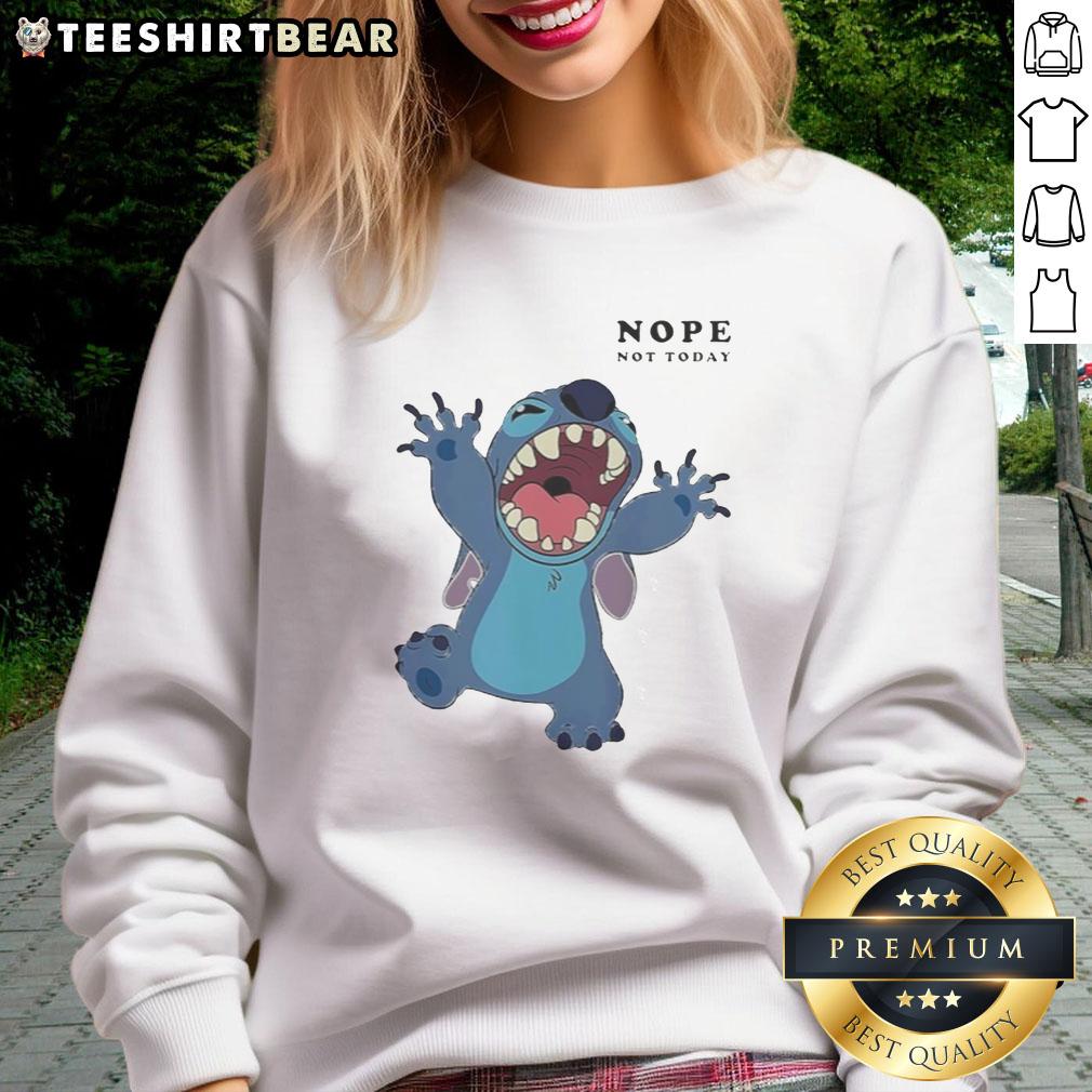 Premium Stitch Nope Not Today Sweatshirt in cozy fabric, featuring a bold graphic design, perfect for casual wear.