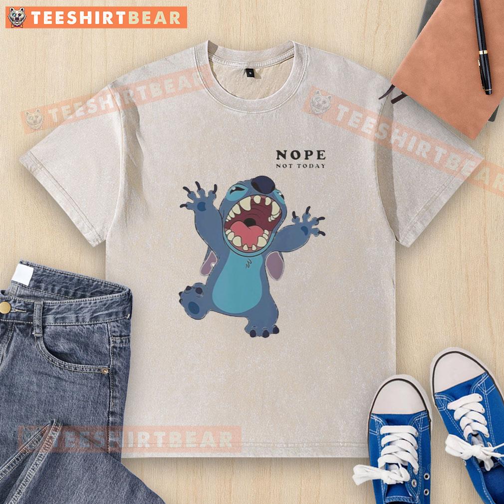 Premium Stitch Nope Not Today Washed T-Shirt in soft fabric, featuring a relaxed fit and trendy design for casual wear.