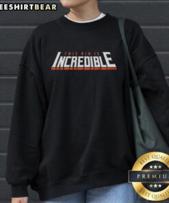 Premium Long Island Hockey sweatshirt featuring 'This Kid Is Incredible' design, perfect for young hockey enthusiasts.