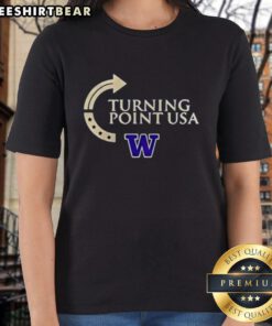 Alt Text: Premium Washington Huskies Turning Point Logo Ladies Tee in purple, featuring the iconic Huskies logo and stylish design.
