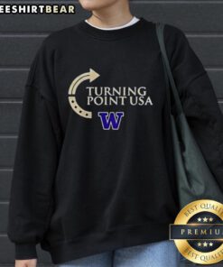 Alt Text: Premium Washington Huskies Turning Point Logo Sweatshirt featuring bold team colors and logo design for fans.