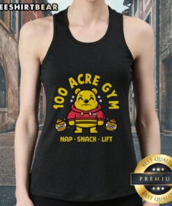 Pretty 100-acre gym with a cute tank top, perfect for a nap, snack, or lift in a vibrant fitness setting.