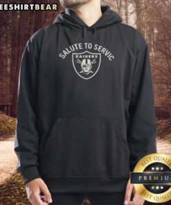 Pretty Coach Pete Carroll wearing a Las Vegas Raiders NFL Salute to Service logo hoodie, showcasing team spirit.