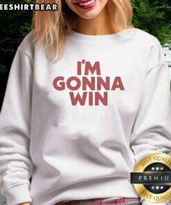 Stylish 'Pretty I'm Gonna Win' ringer sweatshirt in vibrant colors, perfect for casual outfits and showcasing confidence.