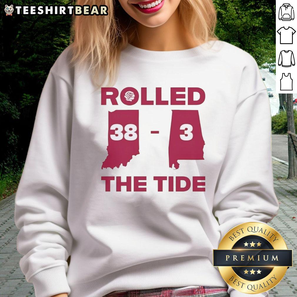 Pretty Indiana Hoosiers vs Alabama Crimson Tide sweatshirt featuring bold graphics from the Tide's 38-3 victory.