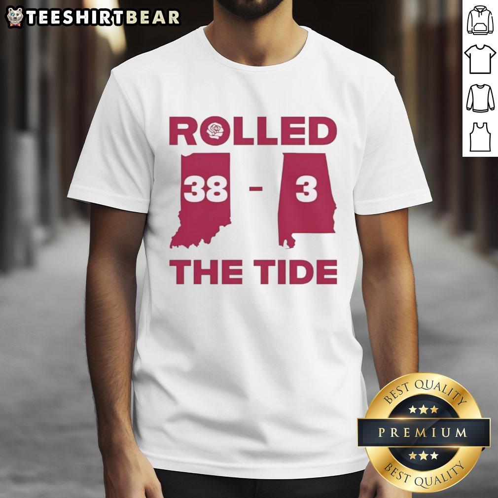 Indiana Hoosiers vs Alabama Crimson Tide Rolled 38-3 T-Shirt showcasing team pride and game highlights.