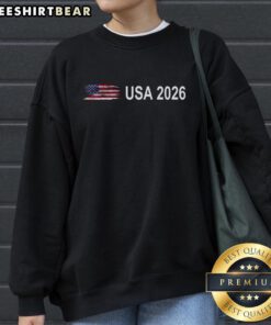 Alt Text: Pretty USA 2026 Football Soccer Team Flag Sweatshirt with vibrant colors and team logo, perfect for fans and supporters.
