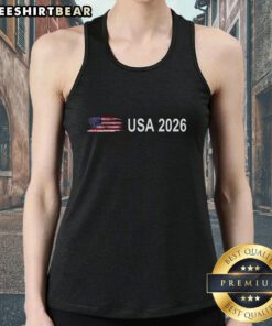Pretty USA 2026 Football Soccer Team flag tank top with vibrant colors, perfect for fans and summer sports events.