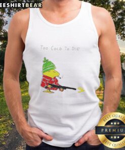 Pretty Woodstock Smoking Too Cold to Die tank top featuring vibrant graphics and a relaxed fit for stylish comfort.