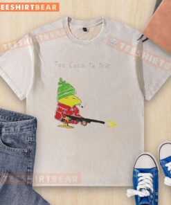 Alt Text: Pretty Woodstock Smoking Too Cold to Die washed t-shirt featuring vibrant graphics and soft fabric for casual style.