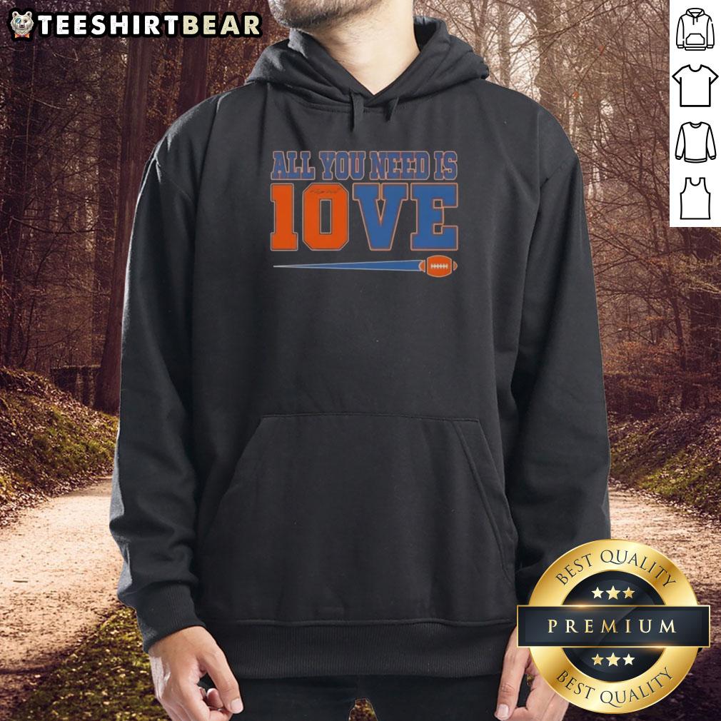 Alt Text: Top All You Need Is 10 Love Denver Broncos Bo Nix Football Signature Hoodie for fans and collectors.