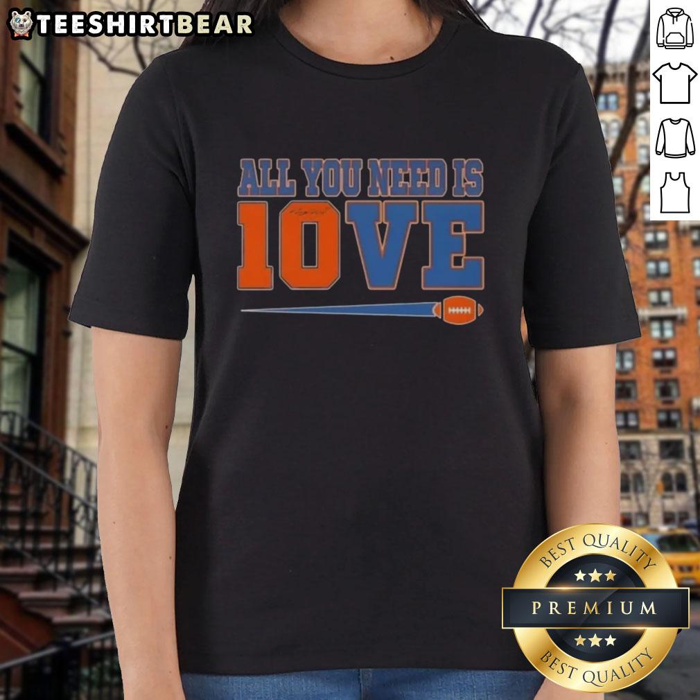 Denver Broncos Bo Nix signature ladies tee featuring 'All You Need Is 10' design, perfect for football fans.