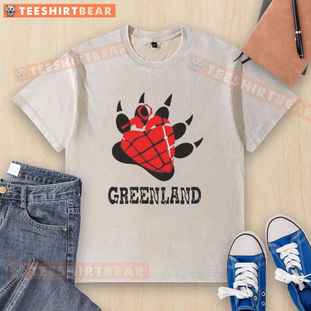 Top Greenland Green Day bear paw heart logo parody on a washed t-shirt, perfect for fans of punk rock style.