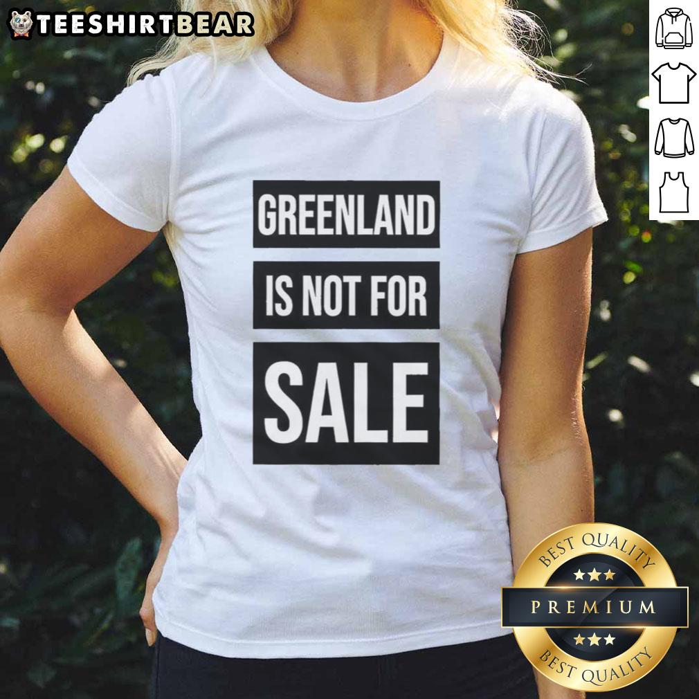 Top Greenland Not For Sale logo on a ladies tee, highlighting the Greenland Crisis and promoting awareness.
