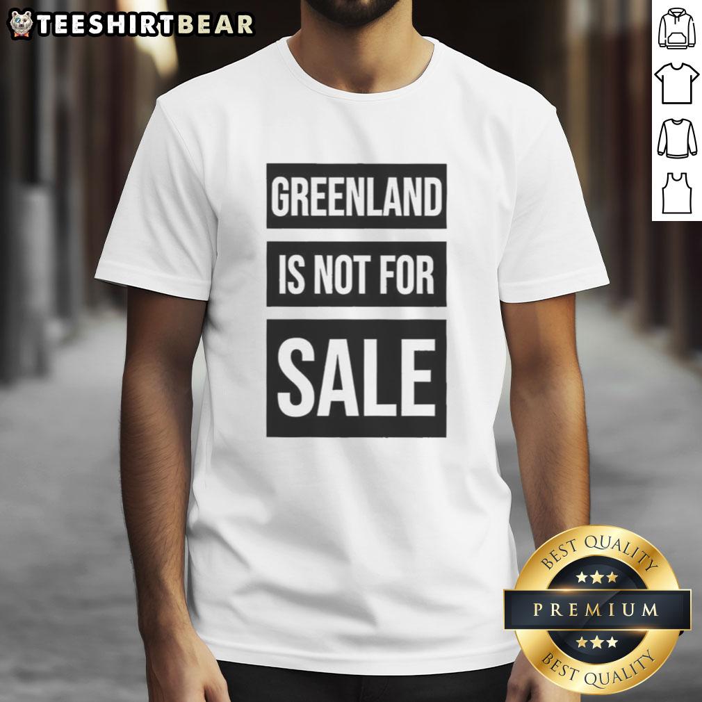 Top Greenland Not For Sale logo T-Shirt showcasing bold design related to the Greenland crisis awareness campaign.