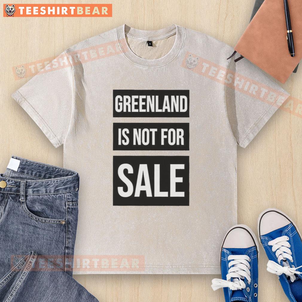 Top Greenland Not For Sale logo on a washed t-shirt, highlighting the Greenland Crisis and its environmental impact.