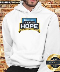 Team Hope Walk participants in Iowa wearing 'Huntington's Disease Society of America' hoodies, raising awareness for HD.