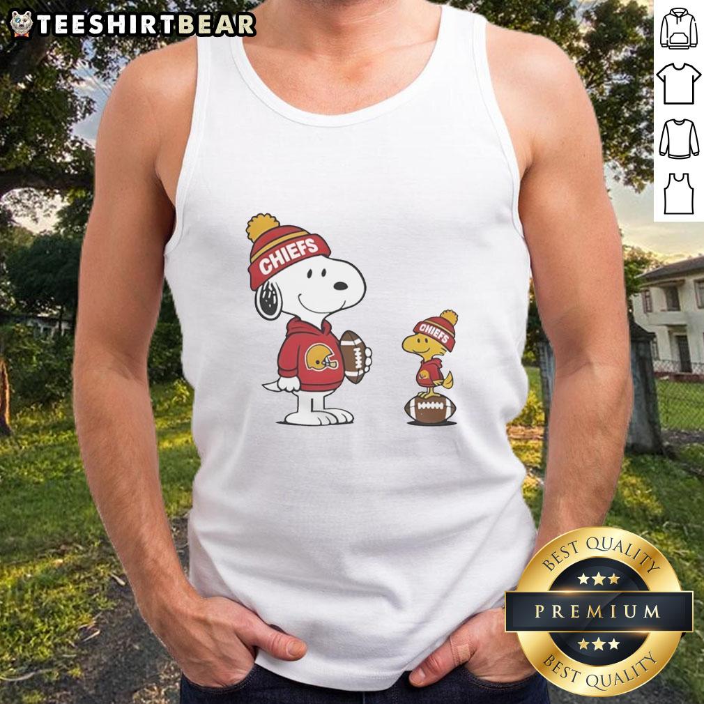 Top Kansas City Chiefs Snoopy and Woodstock football NFL tank top design, perfect for fans and summer sports events.