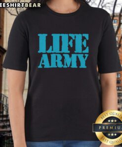 Top Life Army Ladies Tee featuring a stylish military-inspired design for women's casual wear.