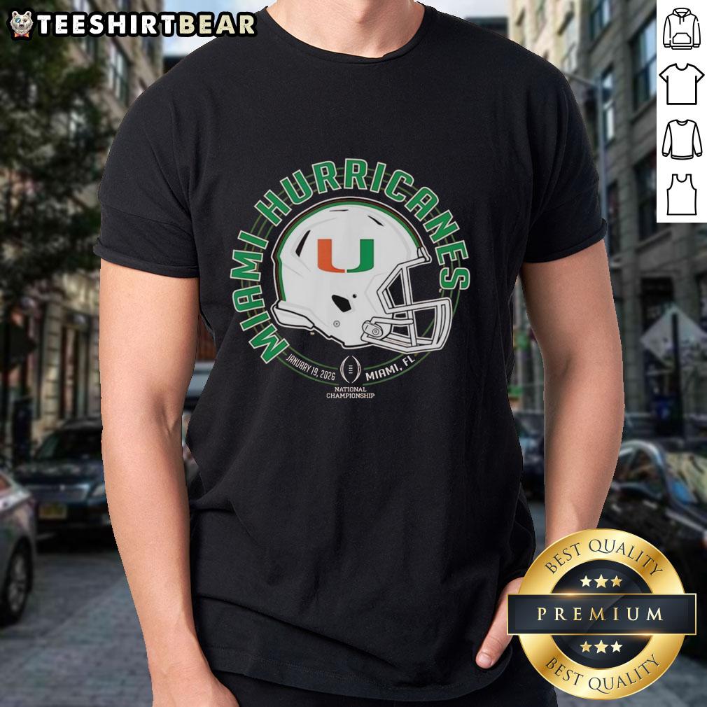 Alt Text: Top Miami Hurricanes CFP National Championship 2026 T-Shirt in Miami, FL featuring team colors and logo.