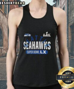 Top Seattle Seahawks Super Bowl LX Game 2026 tank top featuring vibrant team colors and iconic logo design.