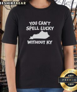 Awesome You Can't Spell Lucky Without Kentucky Map Ladies Tee in vibrant colors, perfect for Kentucky pride and style.