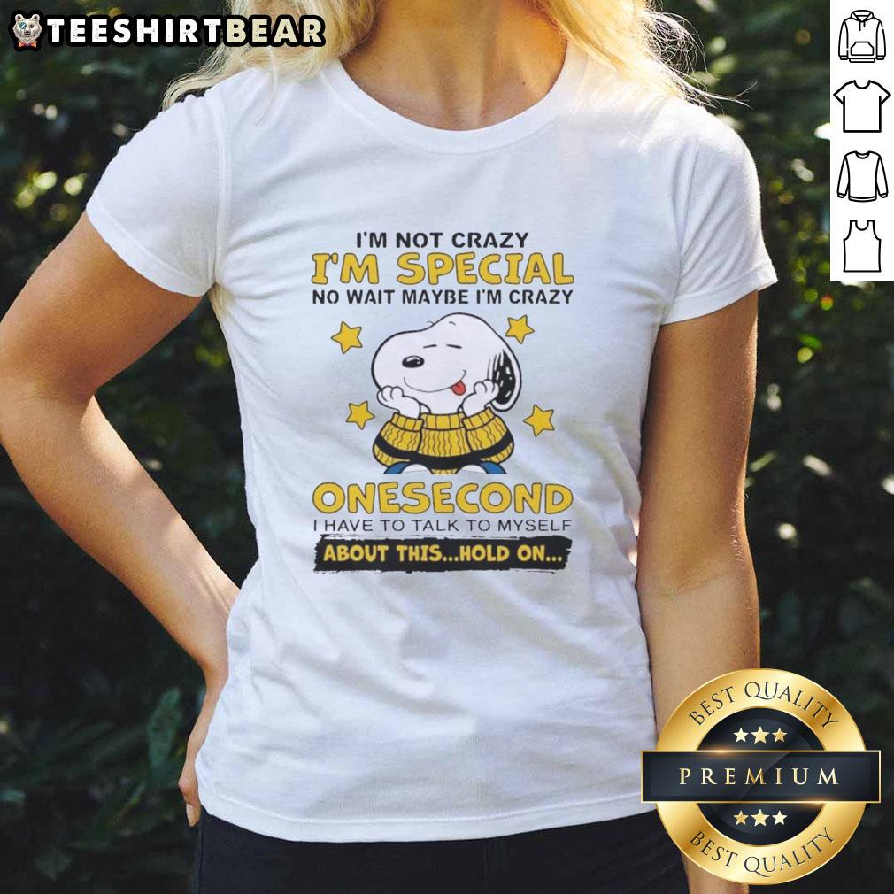 Alt Text: Cute Peanuts Snoopy tee featuring I'm not crazy, I'm just special quote, perfect for fans of Snoopy and Peanuts.