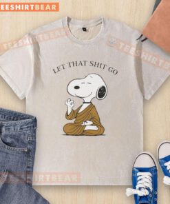 Cute Snoopy Let That Shit Go washed t-shirt featuring a playful Snoopy graphic for relaxed casual wear.