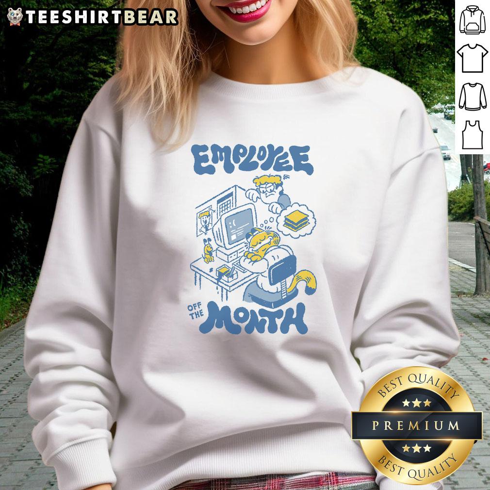 Funny Garfield Employee of the Month sweatshirt featuring a playful design perfect for casual wear and cat lovers.