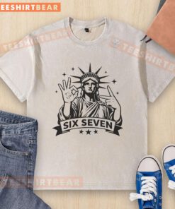 Funny Statue of Liberty t-shirt design featuring a humorous take on the iconic symbol, perfect for casual wear.