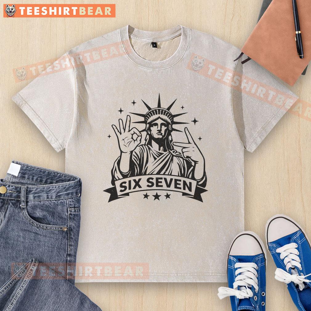 Funny Statue of Liberty t-shirt design featuring a humorous take on the iconic symbol, perfect for casual wear.