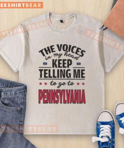 Funny 'The Voices In My Head' washed t-shirt featuring quirky design, perfect for casual wear and Pennsylvania fans.